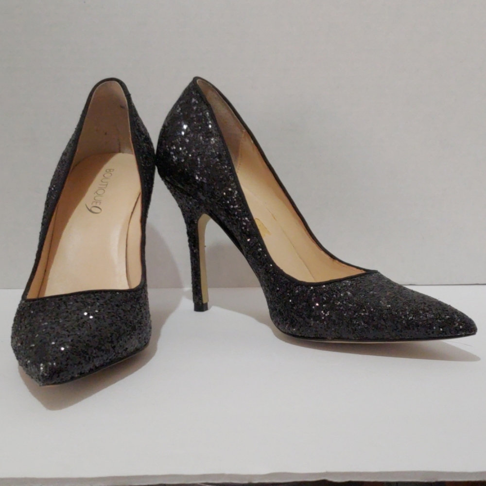 Boutique 9 black glitter pumps
